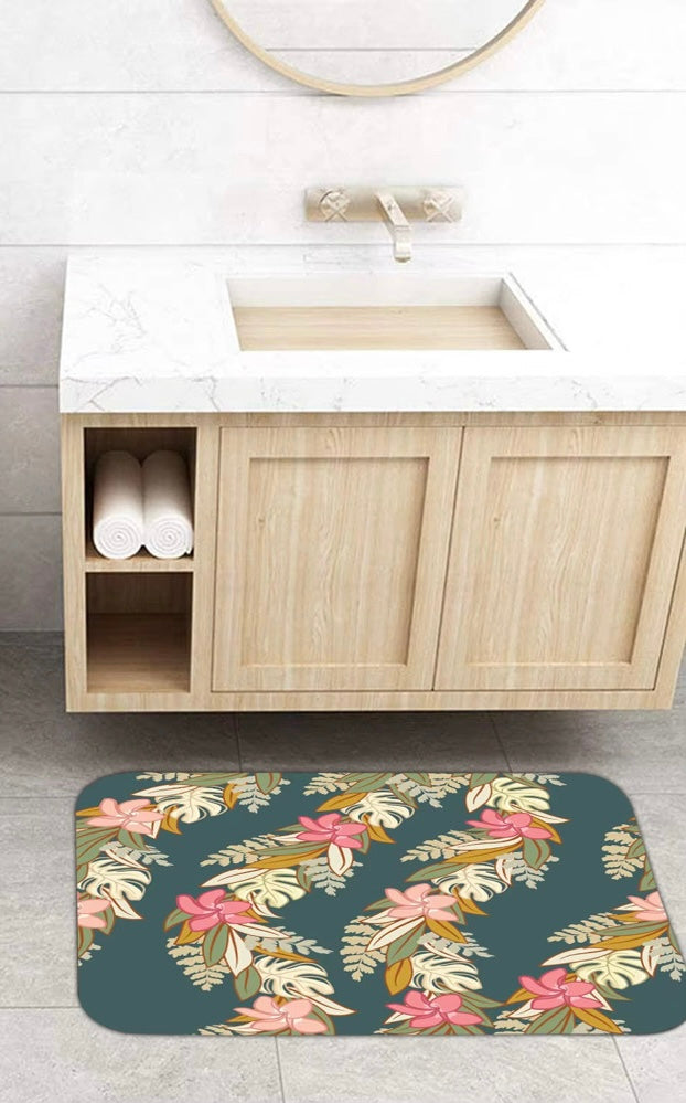 Maile Monstera Palapalai Plumeria Lei In Blue - Bath Set