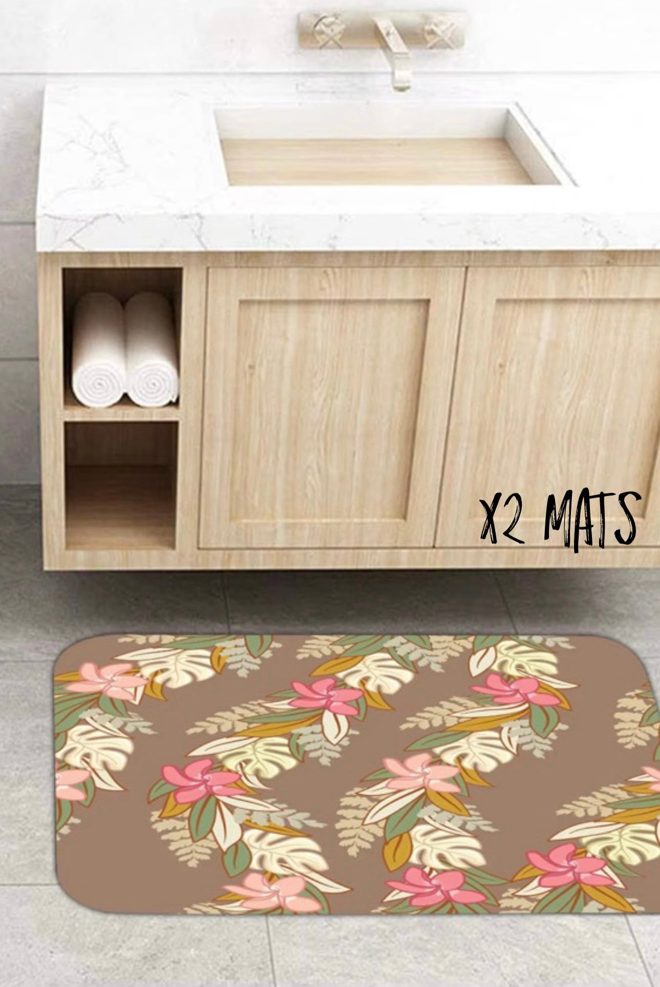 Maile Monstera Palapalai Plumeria Lei In Brown - Bath Set