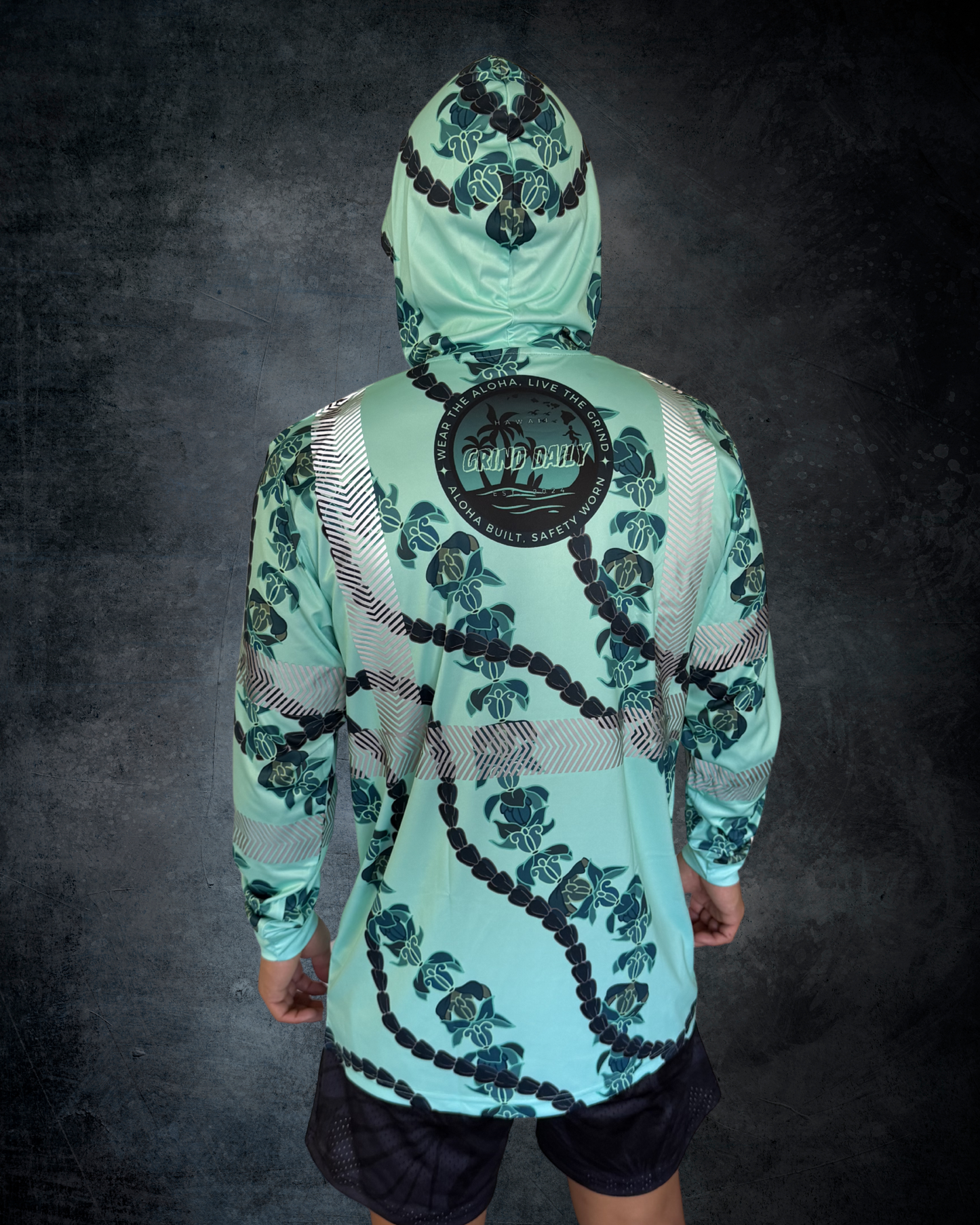 Crown Flower Lei Reflective Hoodie - Teal