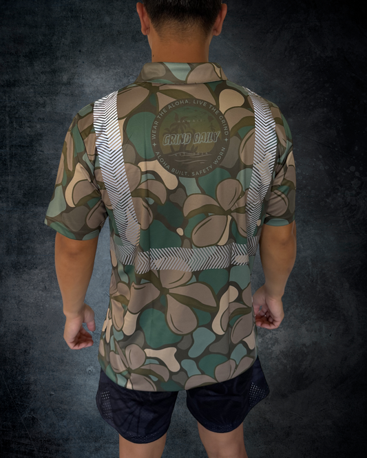 Plumeria Camo Reflective Polo - Green