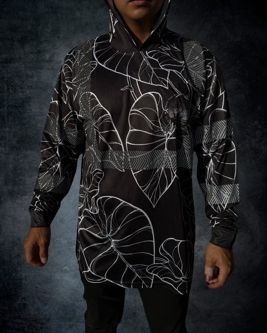 Kalo Leaf Reflective Hoodie - Black