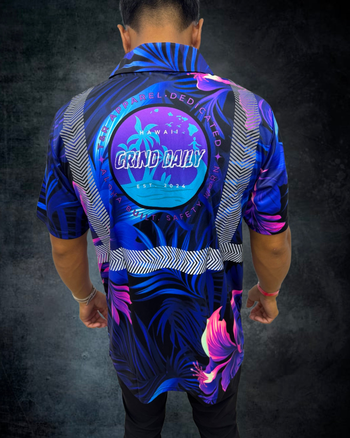 Sunset Hibiscus Reflective Polo