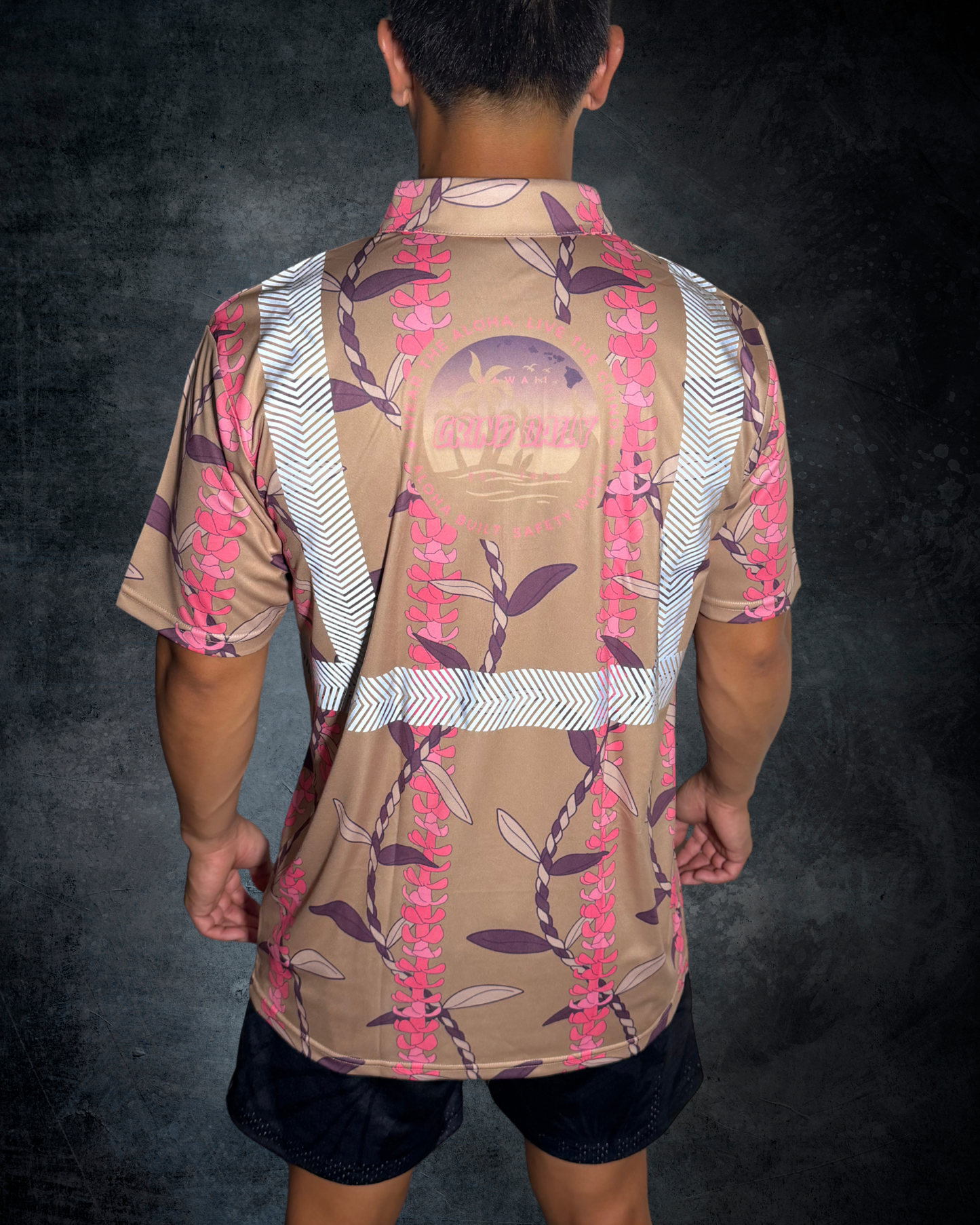 Puakenikeni Lei & Ti Leaf Lei Reflective Polo