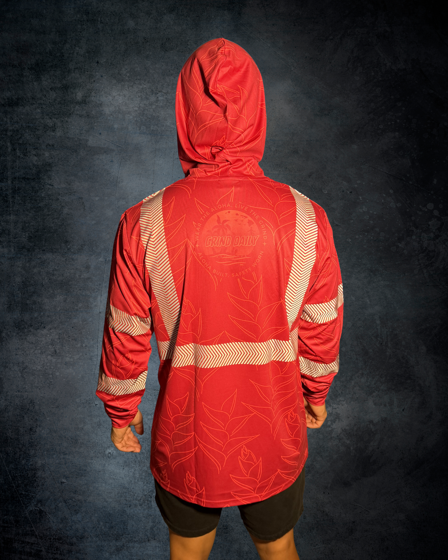Maroon Heliconia Reflective Hoodie