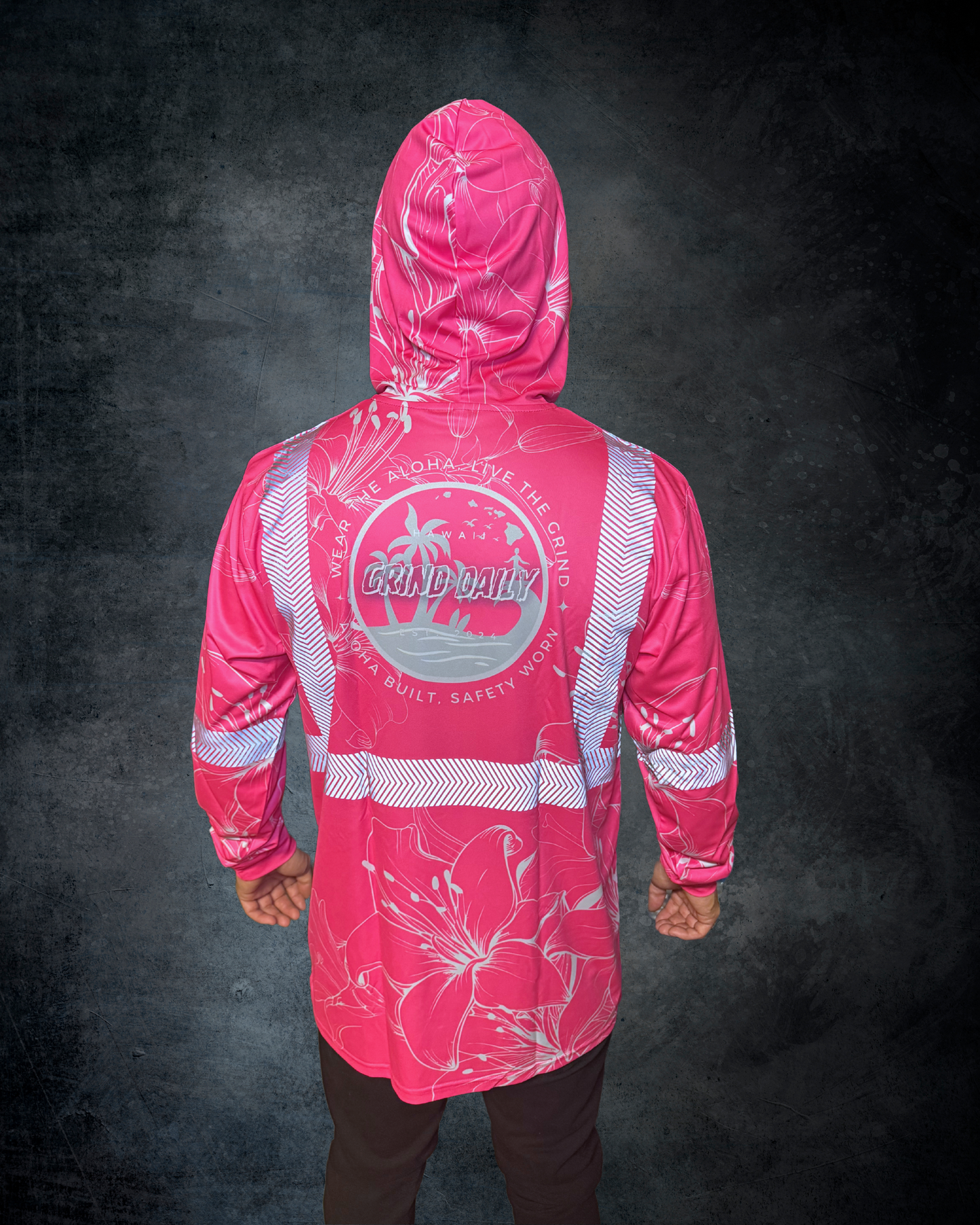 Pink Hibiscus Reflective Hoodie