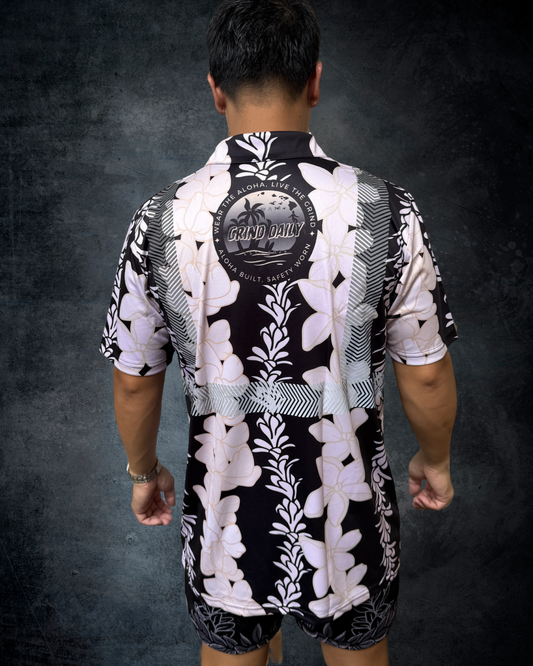 White Pikake Lei & Puakenikeni Reflective Polo