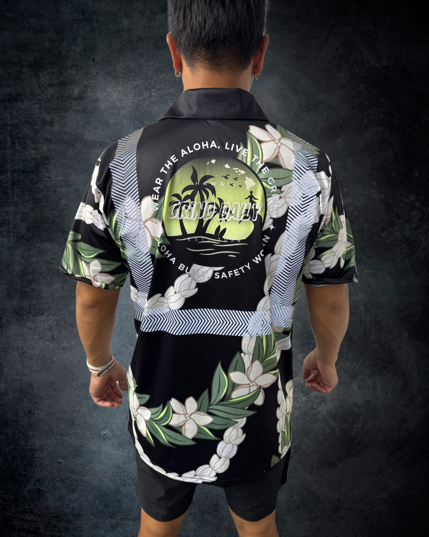 Maile & Pikake Lei Reflective Polo Shirt