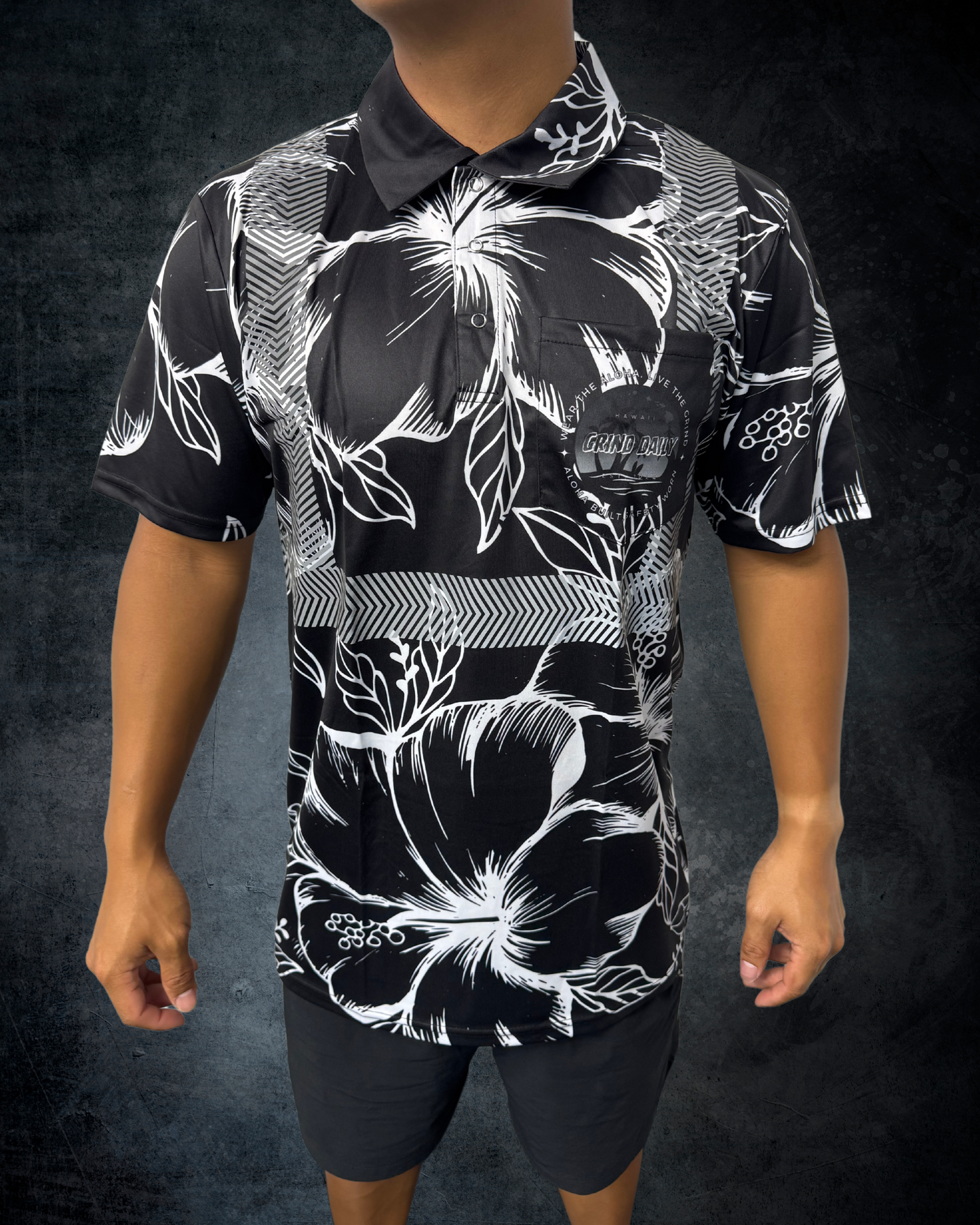 Black & White Hibiscus Reflective Shirt