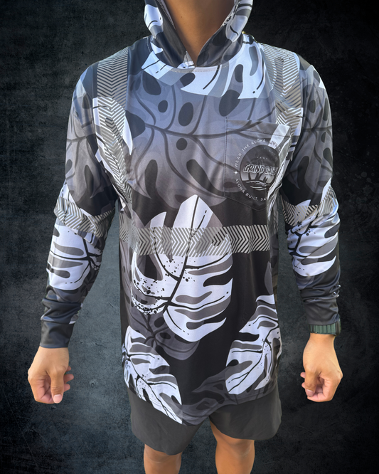 Monstera Black & Grey Reflective Hoodie