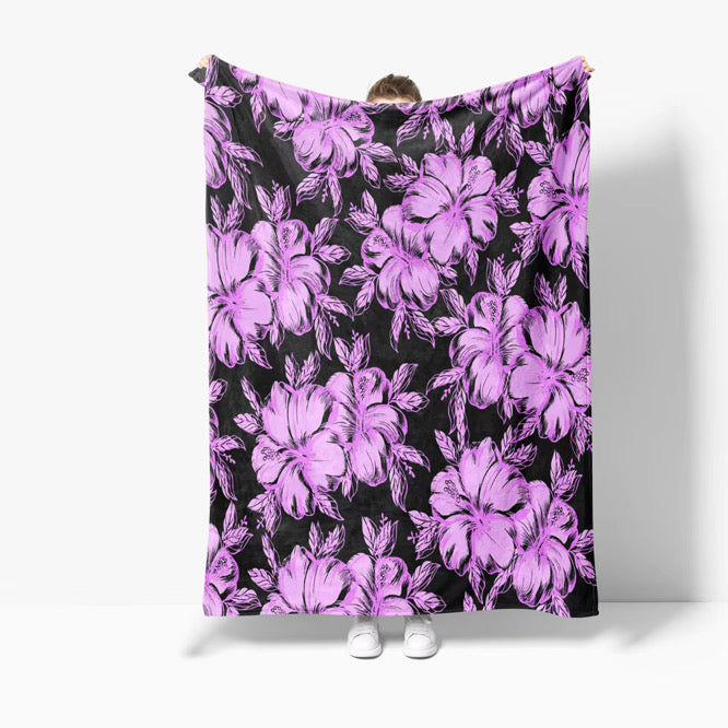 Purple Hibiscus Throw Blanket