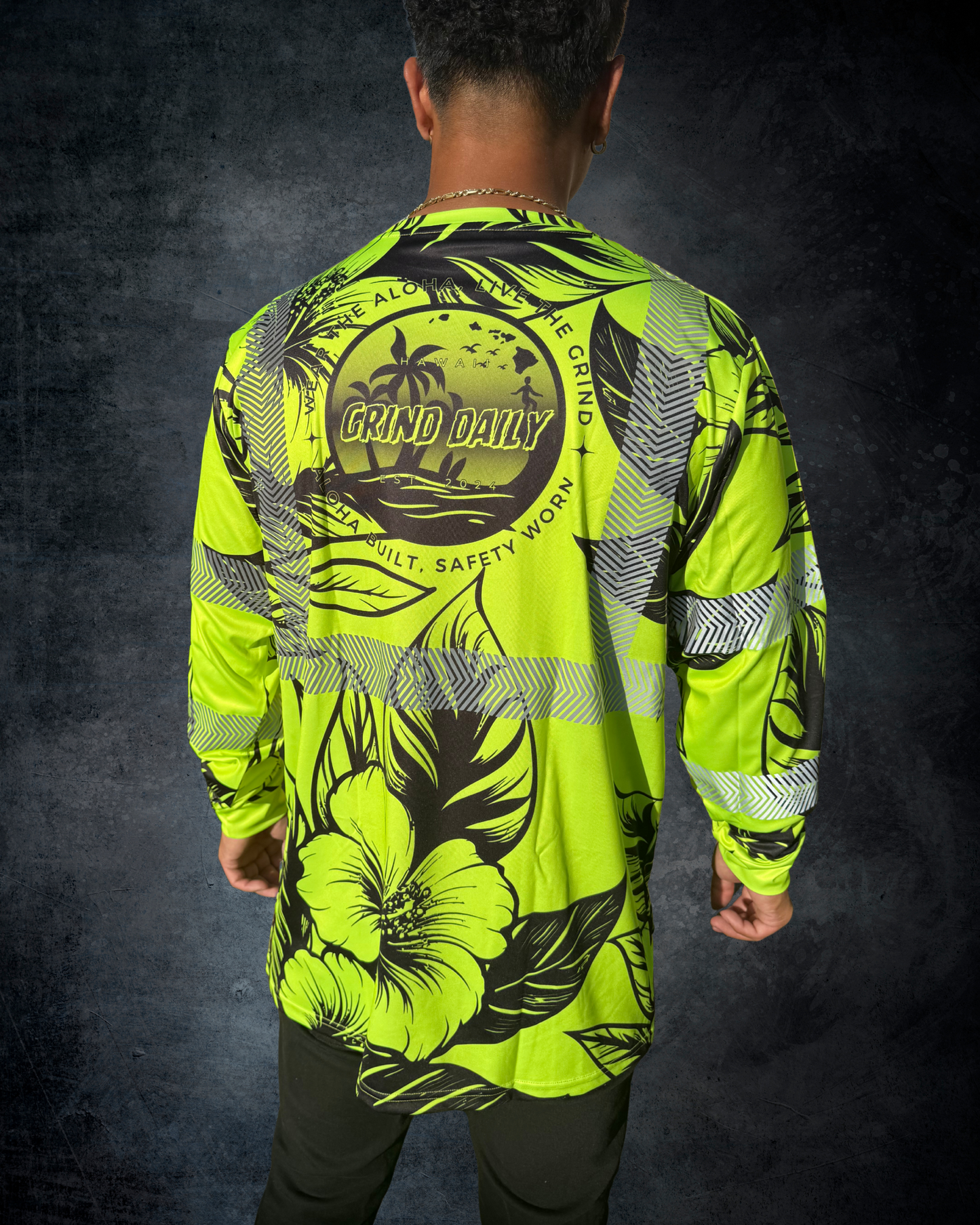 Hibiscus Reflective Long Sleeve Shirt - Green