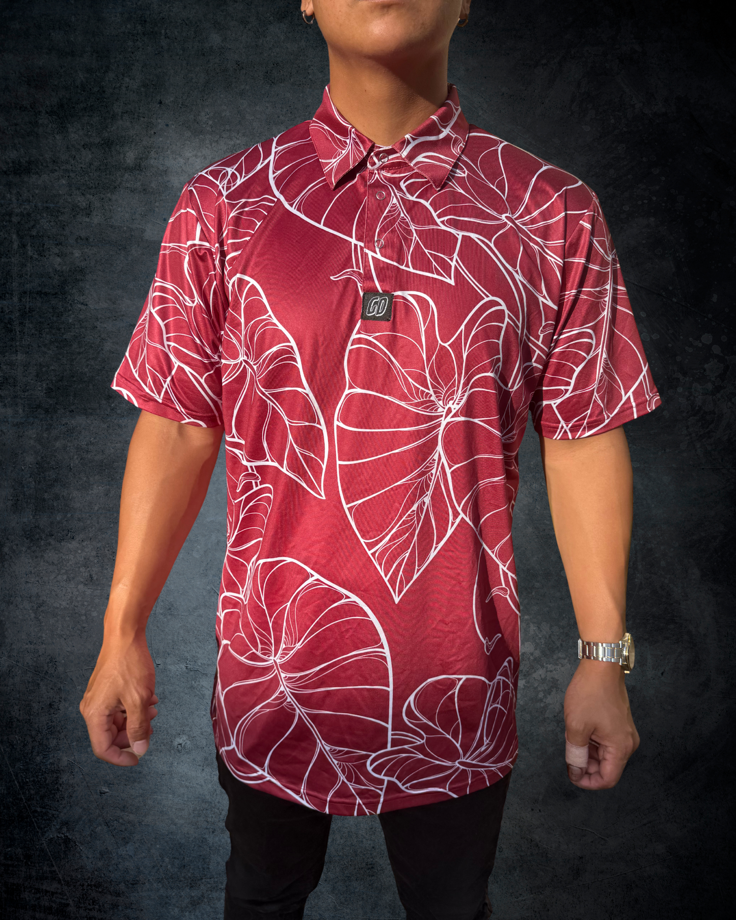 Maroon Kalo Leaf Polo Shirt