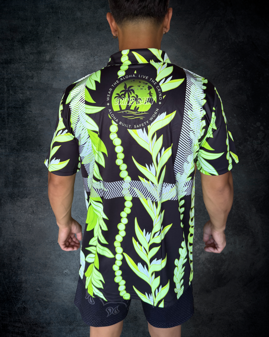 Black with Green Maile Guard Reflective Polo