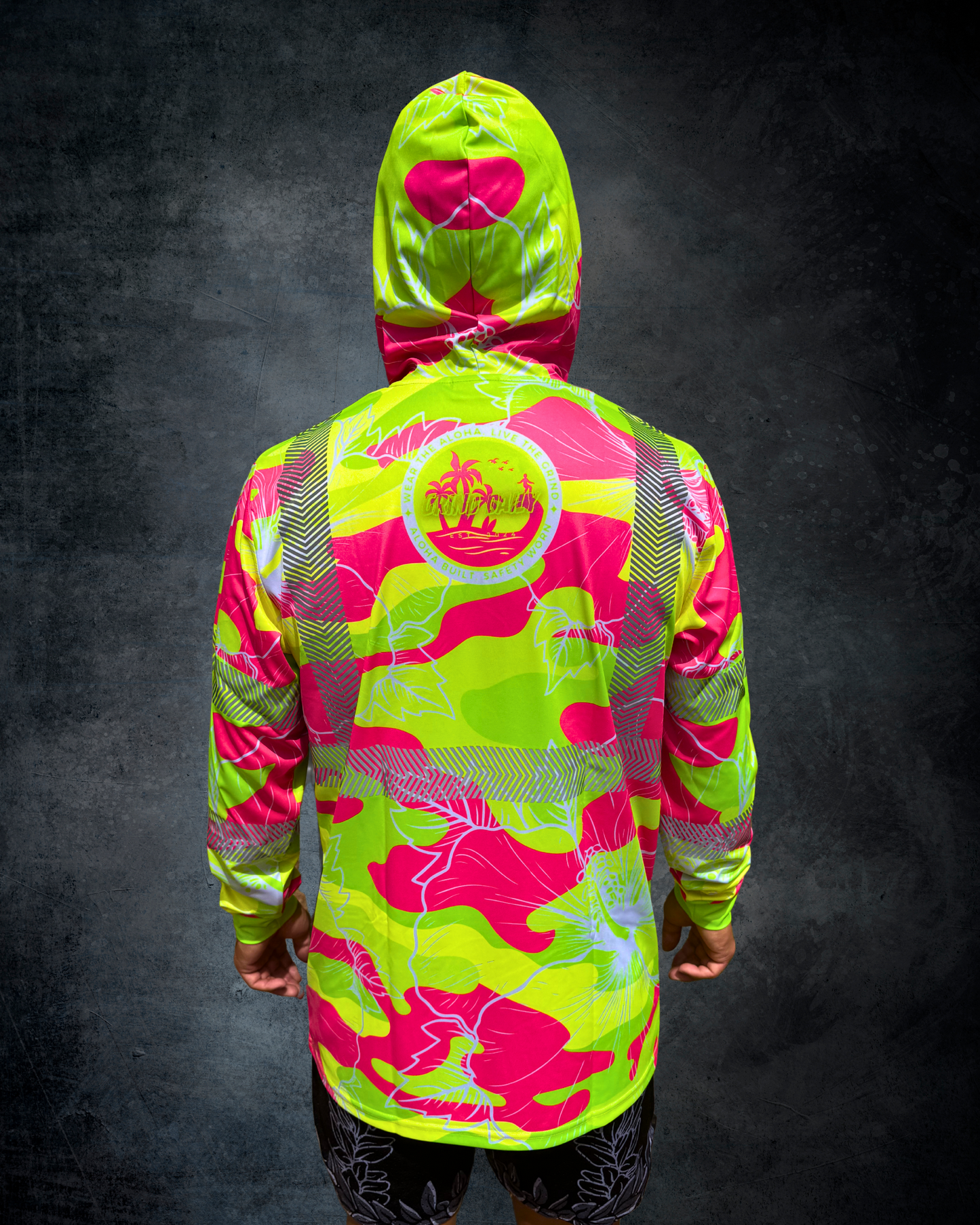 Neon Camo Hibiscus Reflective Hoodie