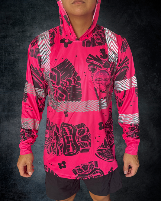 Pink & Black Tiki Reflective Hoodie