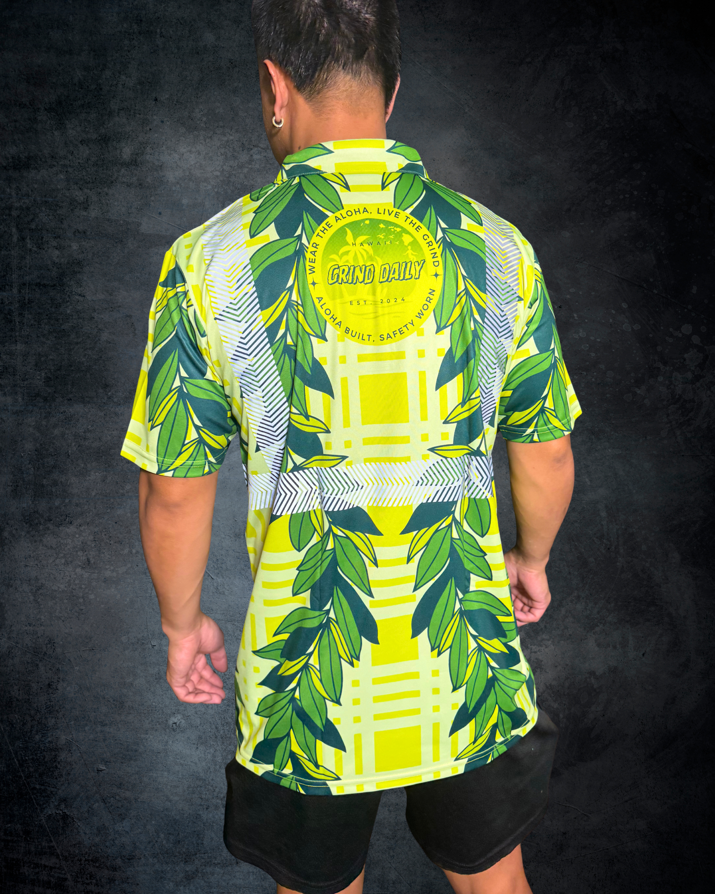 Yellow Maile Lei & Palaka Reflective Polo