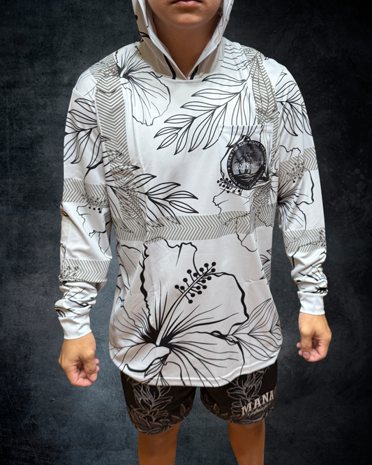 Silver Hibiscus Reflective Hoodie
