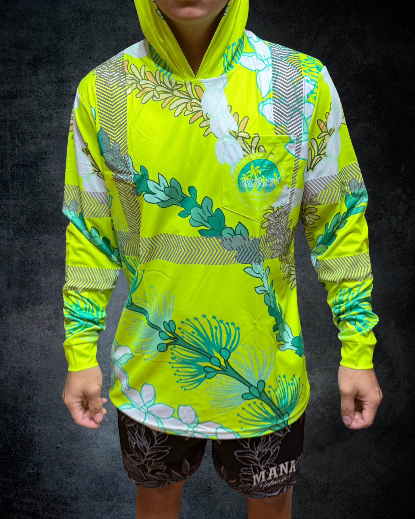 Ohia Lehua Agapanthus Pikake & Pakalana Lei Reflective Hoodie - Green