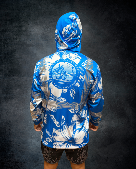 Royal Blue Hibiscus Reflective Hoodie