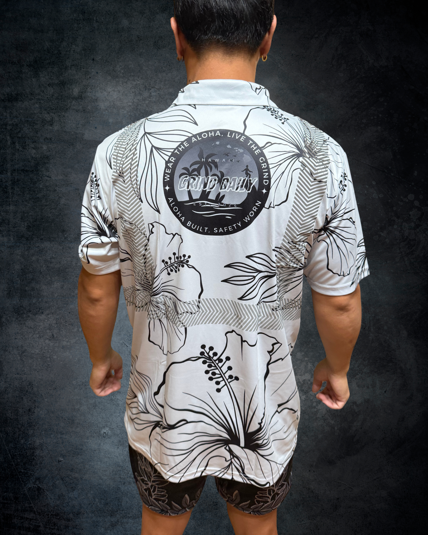 Silver Hibiscus Reflective Polo