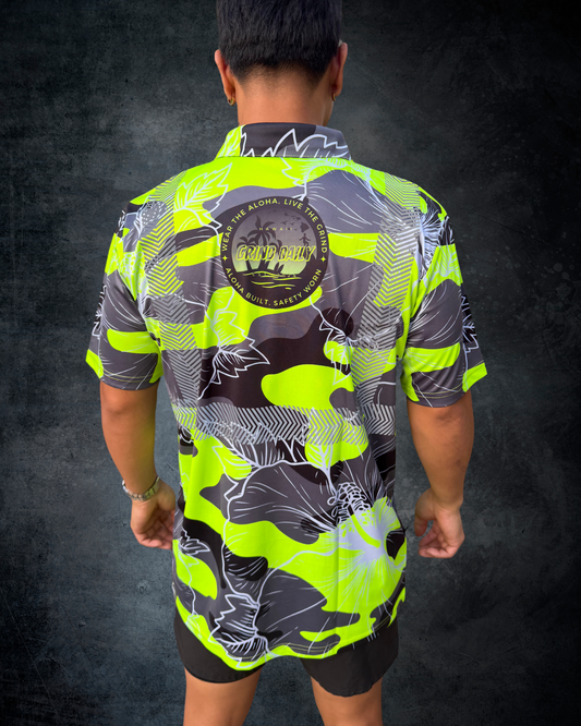 Green Camo Hibiscus Reflective Polo