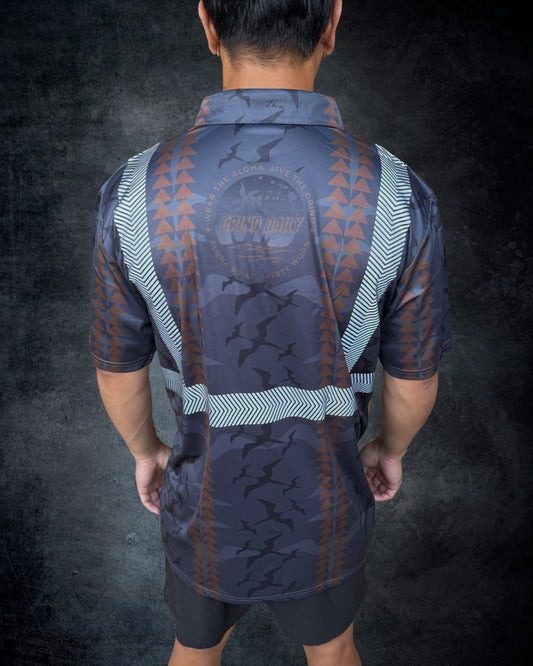 Charcoal Iwa Bird Reflective Polo