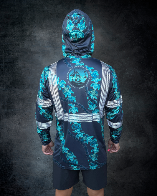 Crown Flower Lei Reflective Hoodie - Grey/Teal