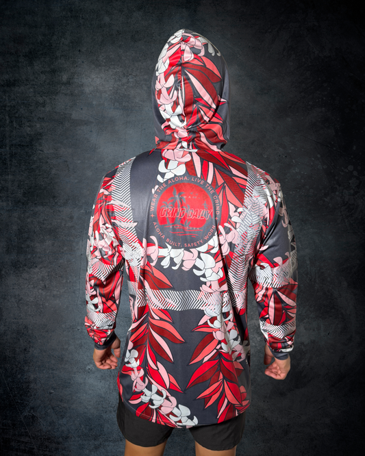 Red Maile & Puakenikeni Lei Reflective Hoodie