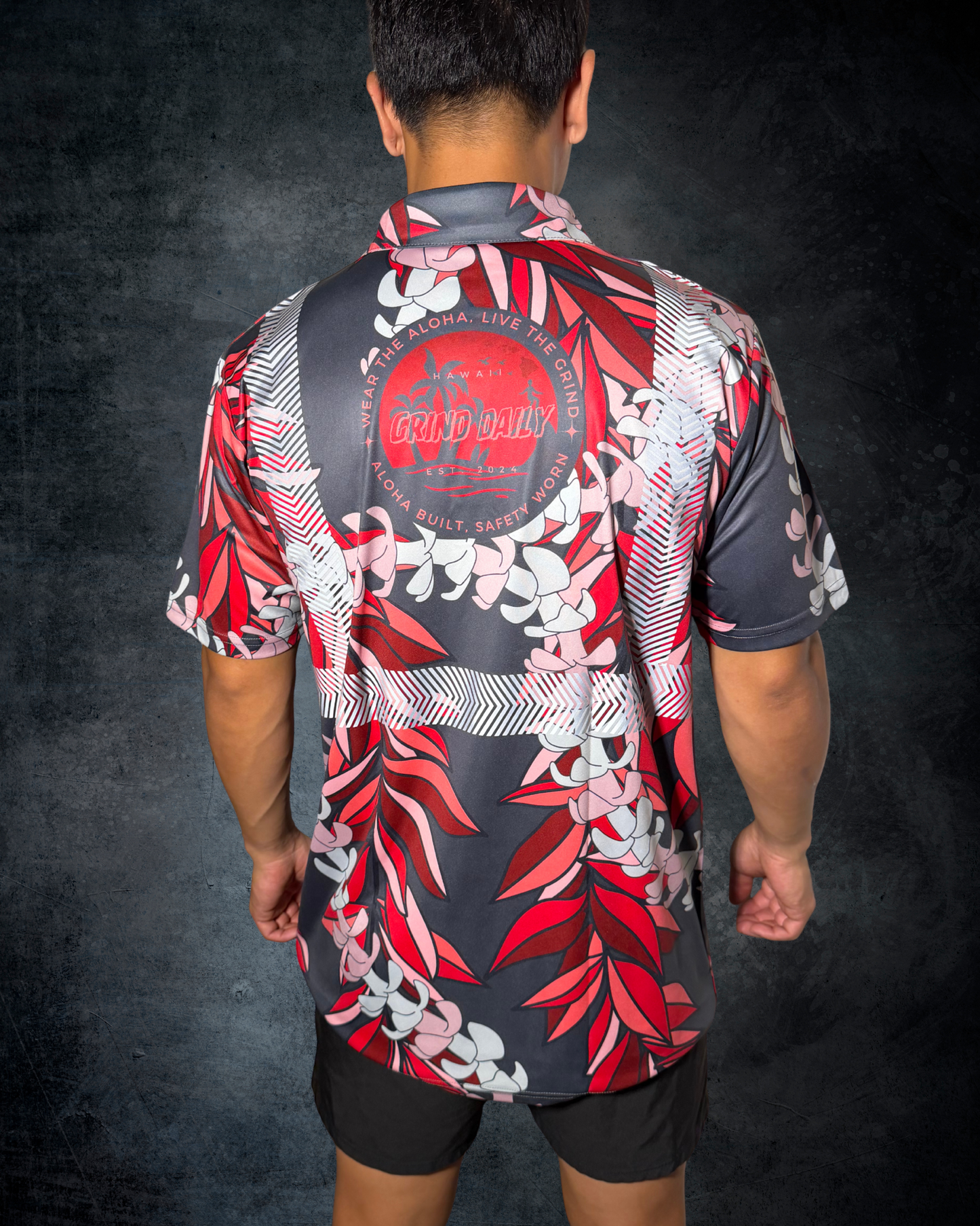 Red Maile & Puakenikeni Lei Reflective Polo