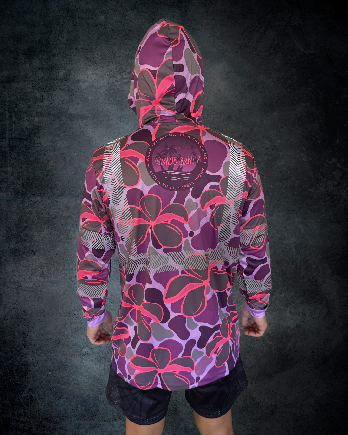 Plumeria Camo Reflective Hoodie - Purple/Pink