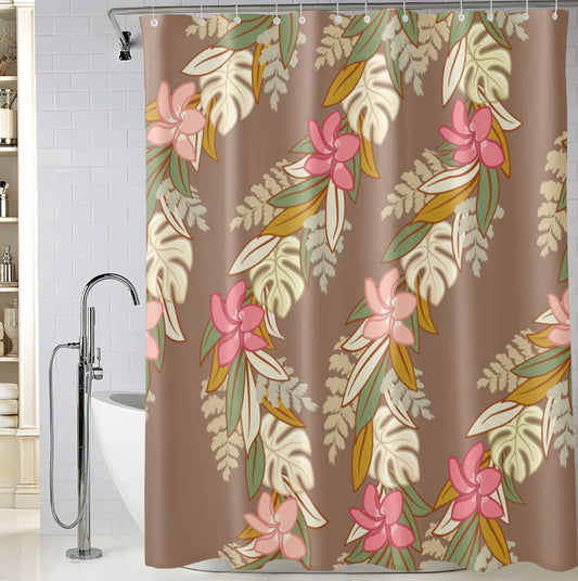 Maile Monstera Palapalai Plumeria Lei In Brown - Bath Set