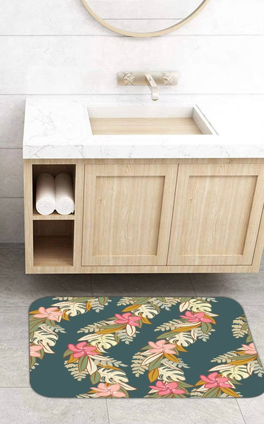Maile Monstera Palapalai Plumeria Lei In Blue - Bath Set
