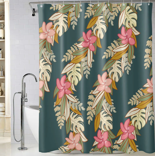 Maile Monstera Palapalai Plumeria Lei In Blue - Bath Set