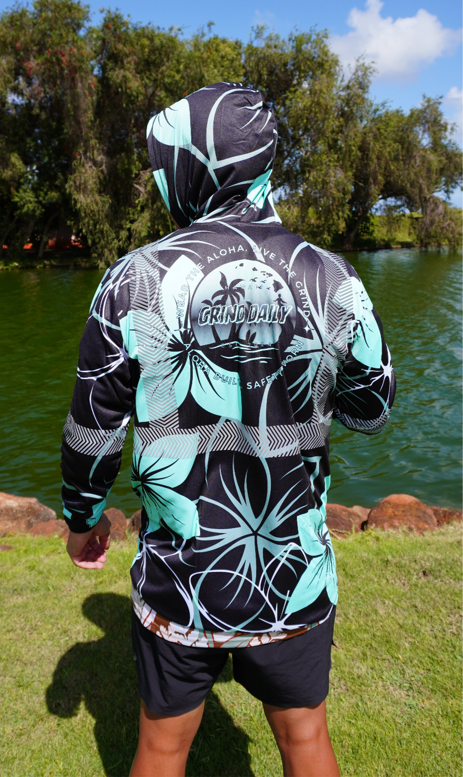 Mint Green Plumeria Reflective Hoodie