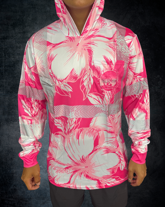 Multi Pink Hibiscus Reflective Hoodie