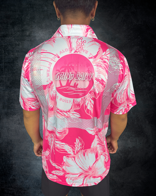 Multi Pink Hibiscus Reflective Polo