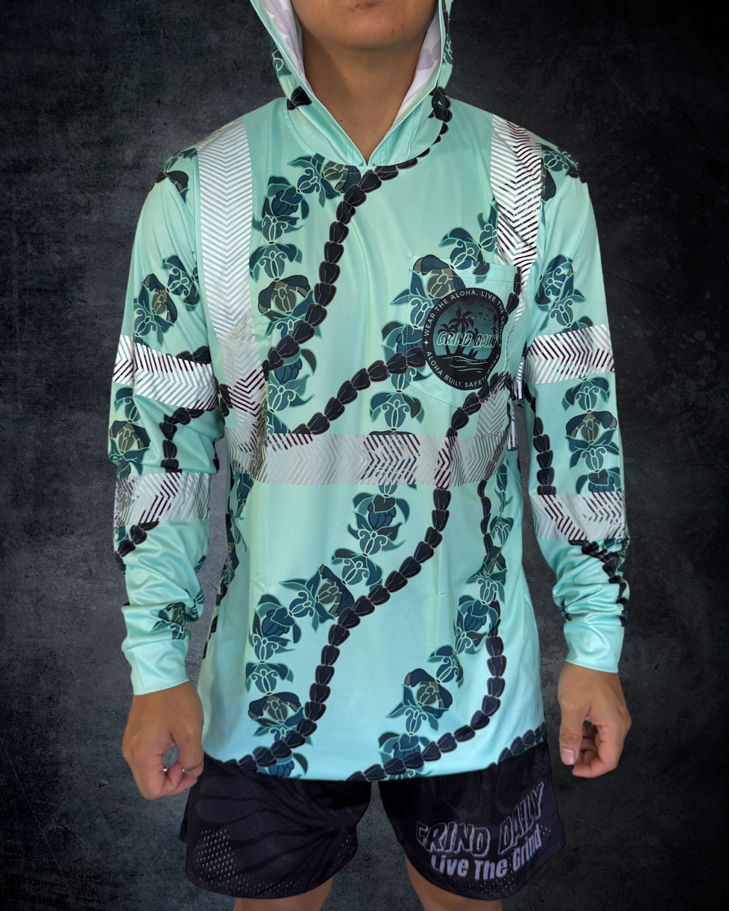 Crown Flower Lei Reflective Hoodie - Teal