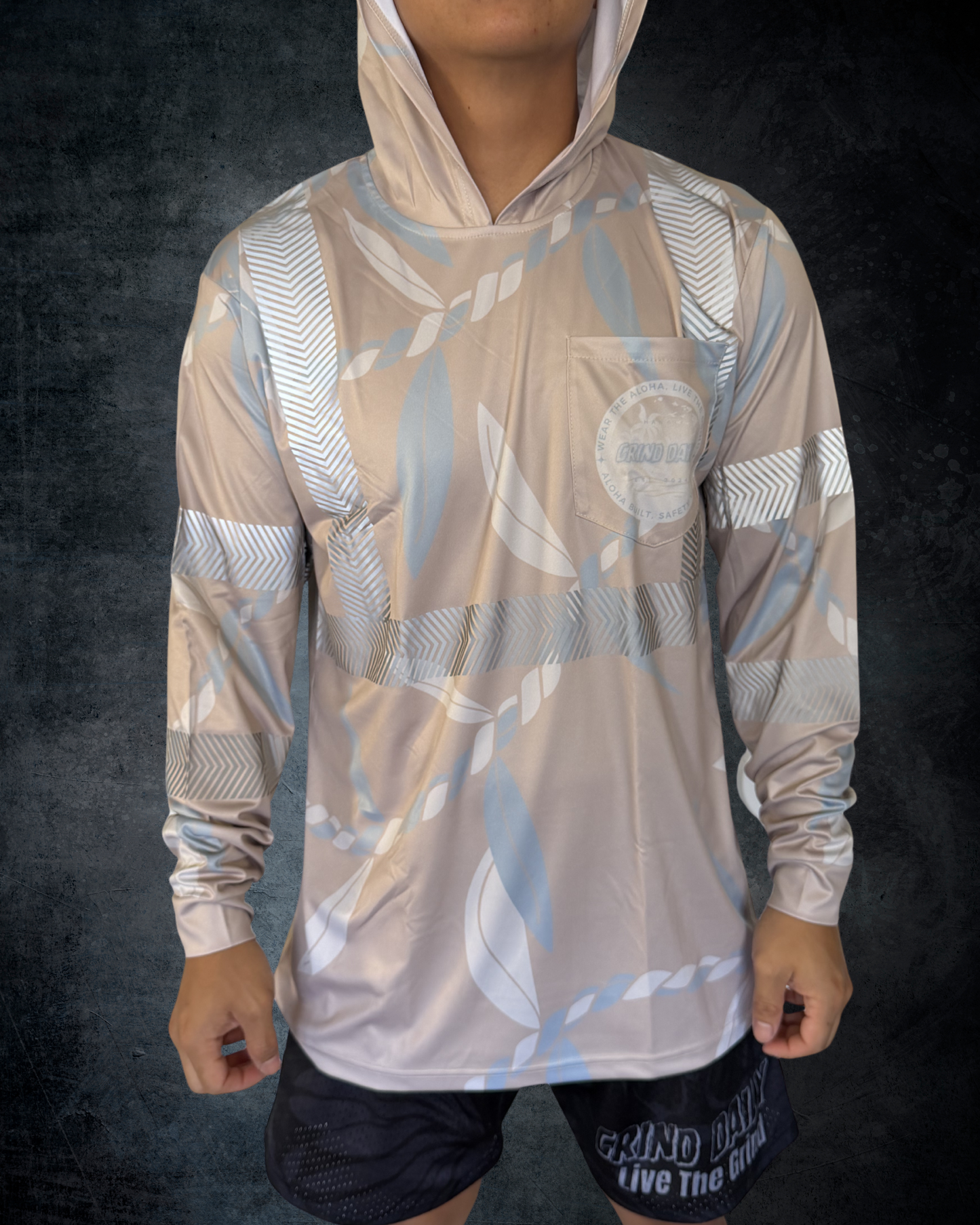 Beige Ti Leaf Reflective Hoodie