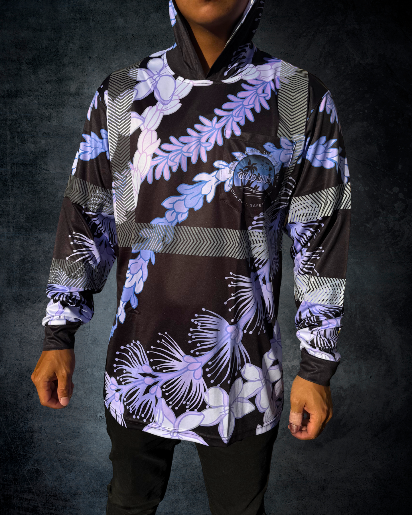 Ohia Lehua Agapanthus Pikake & Pakalana Lei Reflective Hoodie - Purple