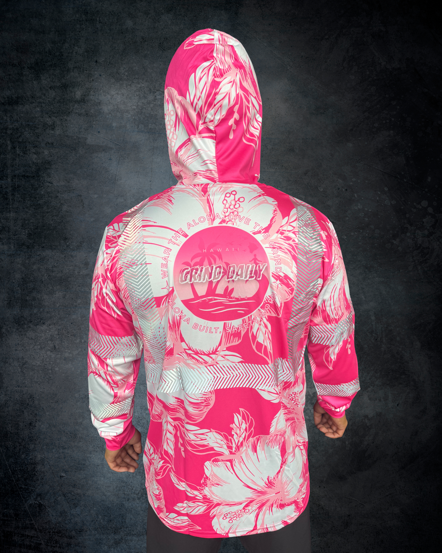 Multi Pink Hibiscus Reflective Hoodie