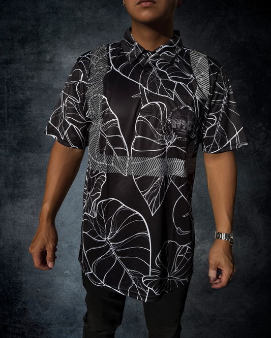 Kalo Leaf Reflective Polo - Black