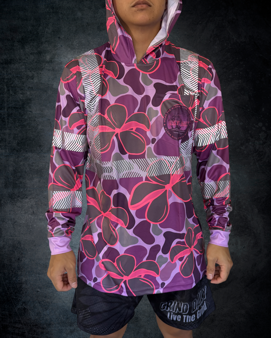 Plumeria Camo Reflective Hoodie - Purple/Pink