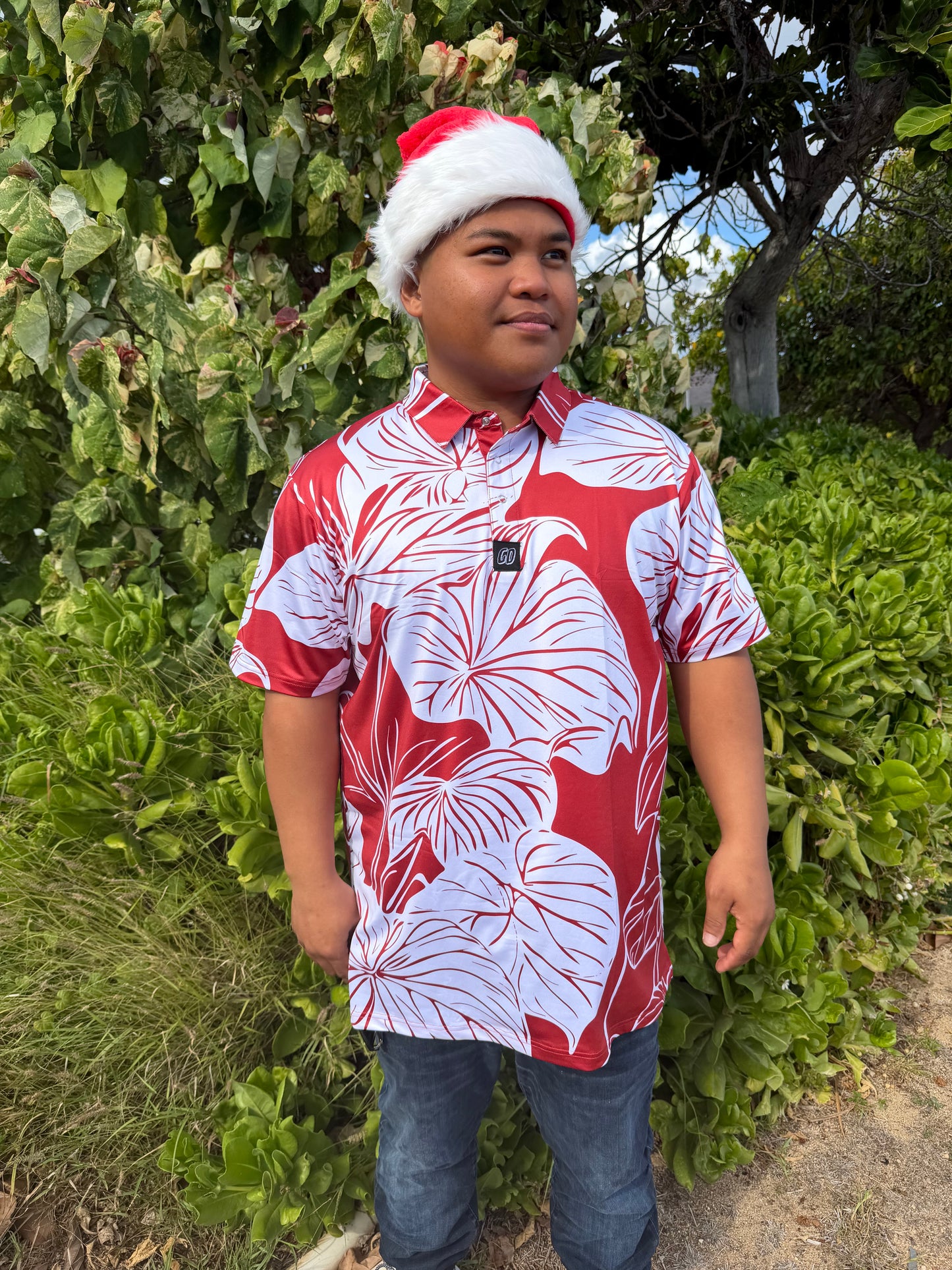 Maroon Anthurium Polo Shirt