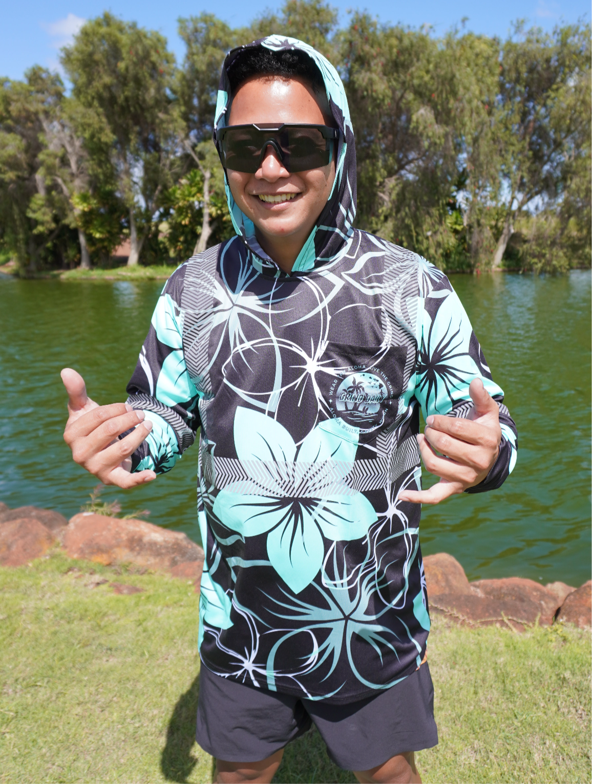 Mint Green Plumeria Reflective Hoodie