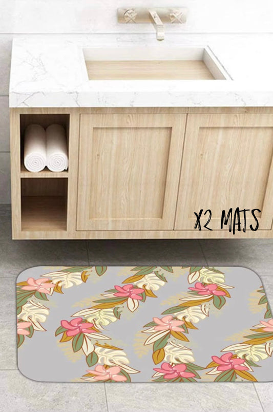 Maile Monstera Palapalai Plumeria Lei In Grey - Bath Set