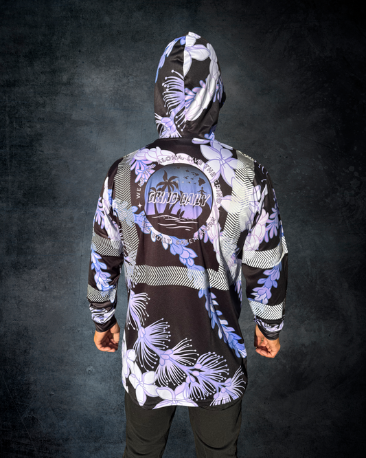 Ohia Lehua Agapanthus Pikake & Pakalana Lei Reflective Hoodie - Purple