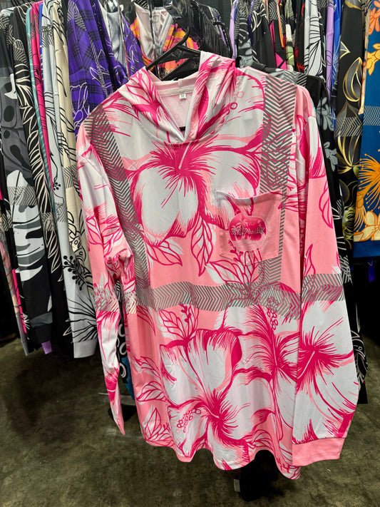 Light Pink Hibiscus Reflective Hoodie