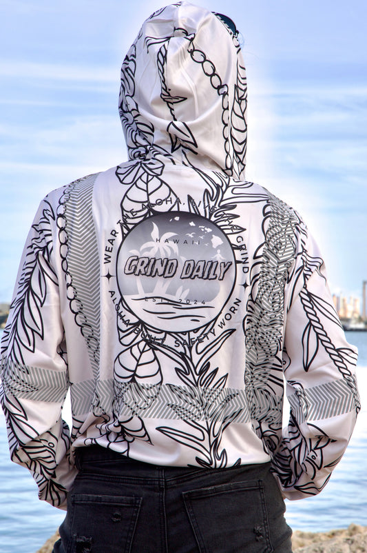 Leaf Lei Reflective Hoodie - Cream