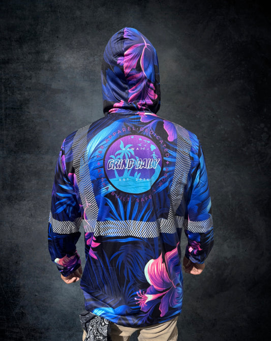 Sunset Hibiscus Reflective Hoodie