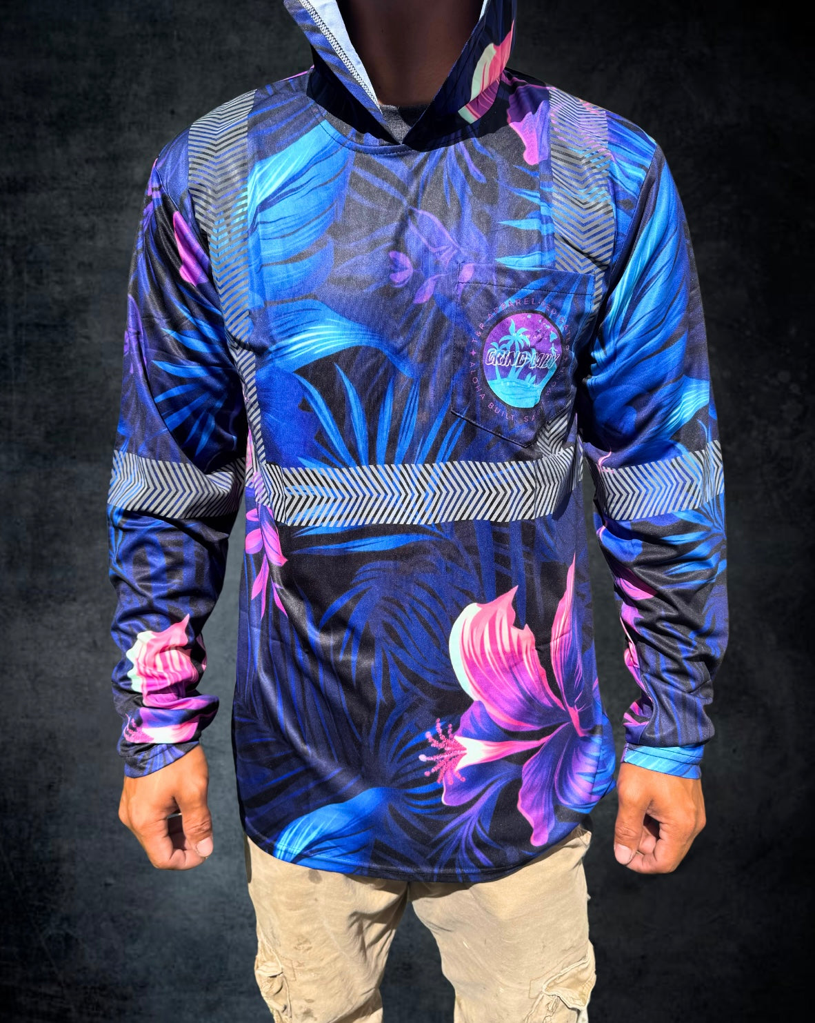 Sunset Hibiscus Reflective Hoodie